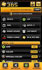 screenshot della Planetwin365 app