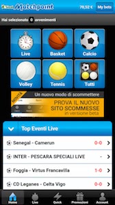 Screenshot della Sisal app