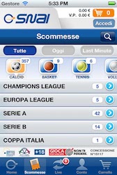 screenshot della Snai app