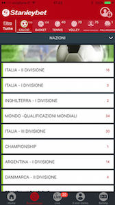 Screenshot dell'app mobile Stanleybet