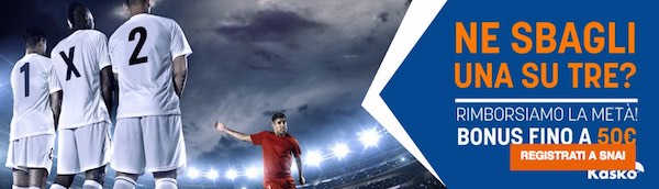 Banner della promozione Snai Ne sbagli una su tre