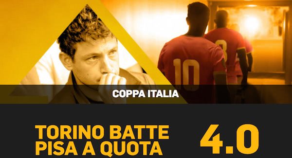 Quota maggiorata Betfair per la vittoria del Torino contro il Pisa