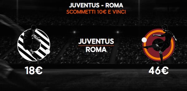 Screenshot delle quote maggiorate 888sport per Juventus vs. Roma