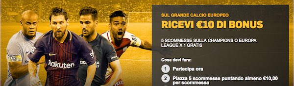 Banner della promo Betfair per il calcio europeo 2017