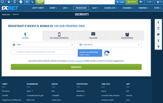 1xbet registrazione