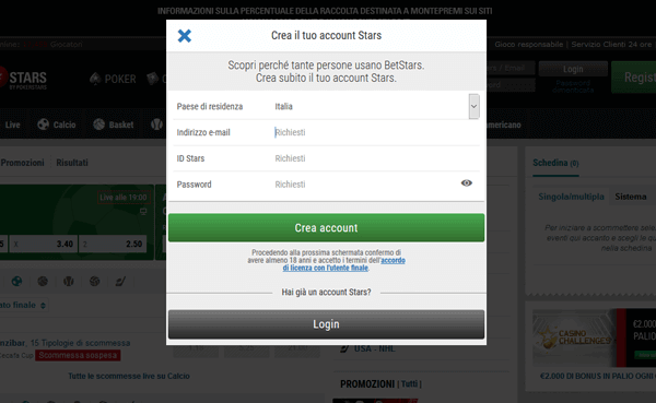 betstars registrazione