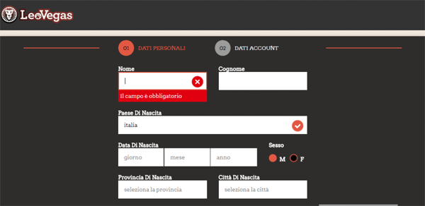 leovegas registrazione