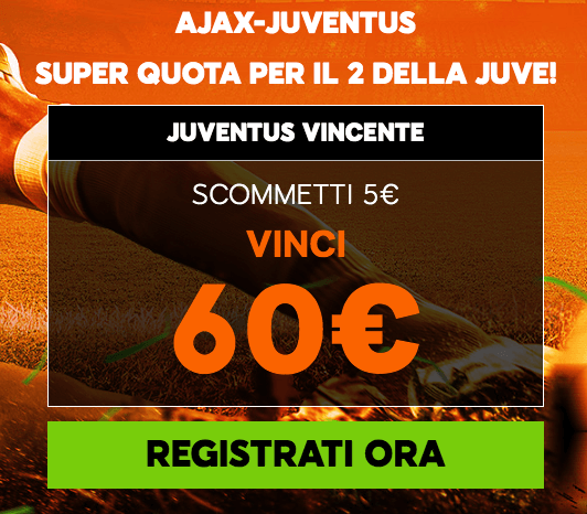Quota maggiorata 888 per Ajax Juventus