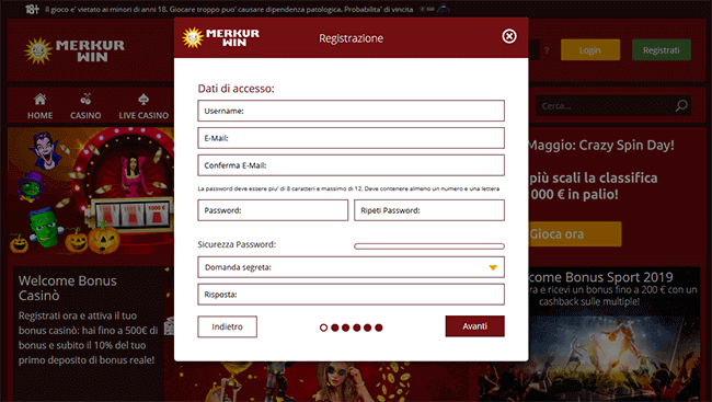 merkur win registrazione